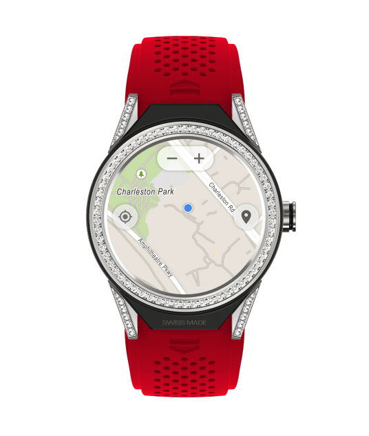 TAG Heuer Watches : SBF8A8011.61FT6080 Connected Modular 45 Smartwatch Diamond Bezel Red Rubber Men Watch