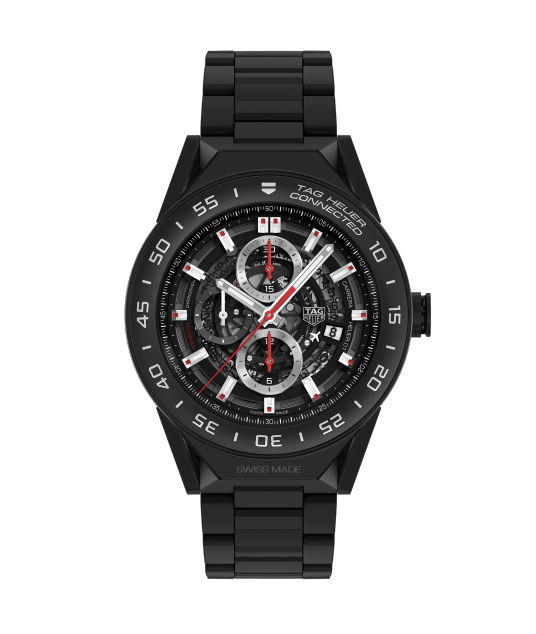 TAG Heuer Watches : SBF8A8013.80BH0933 Connected Modular 45 Smartwatch Black Ceramic Strap Men Watch