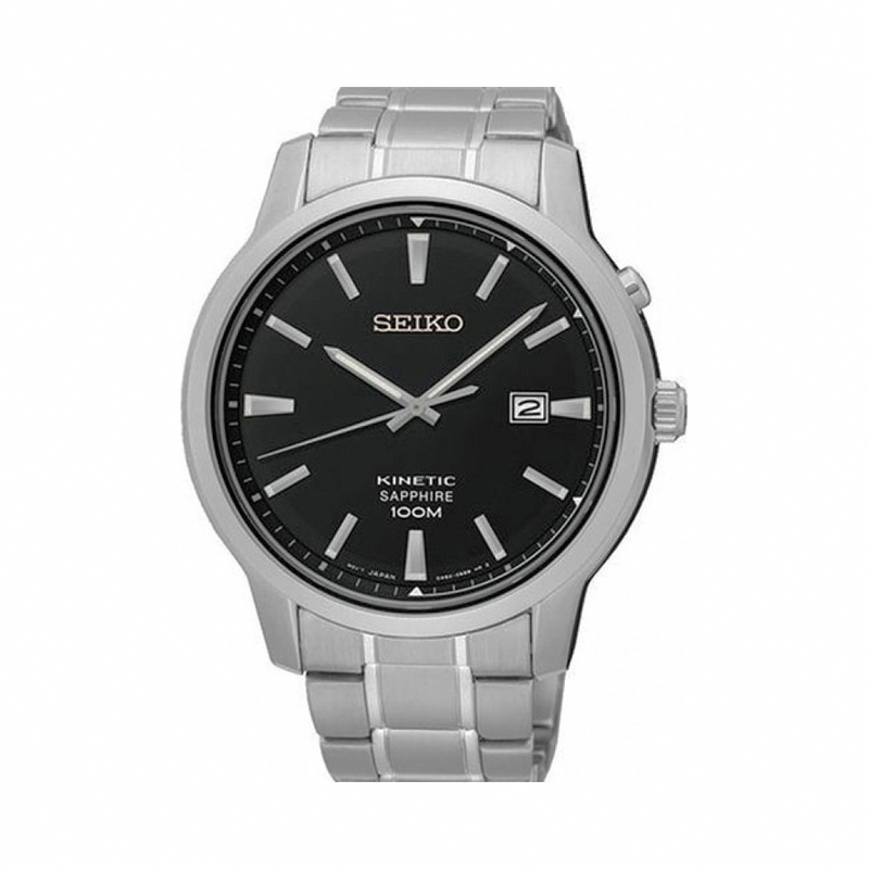 Seiko Watches : SKA741P1 Kinetic Black Dial Date Stainless Steel Men Watch