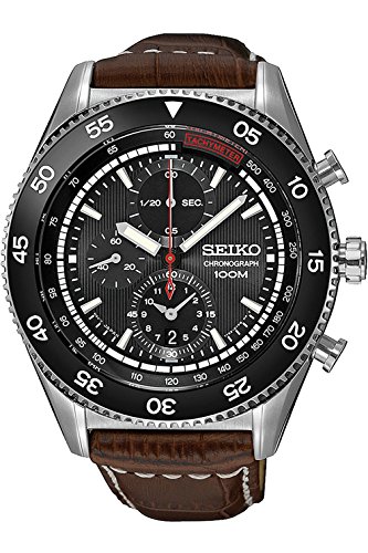 Seiko Watches : SNDG57P2 Quartz Chronograph Date Brown Leather Men Watch