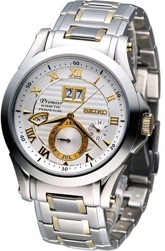 Seiko Watches : SNP072P1 Kinetic Perpetual Calendar Stainless Steel Men Watch