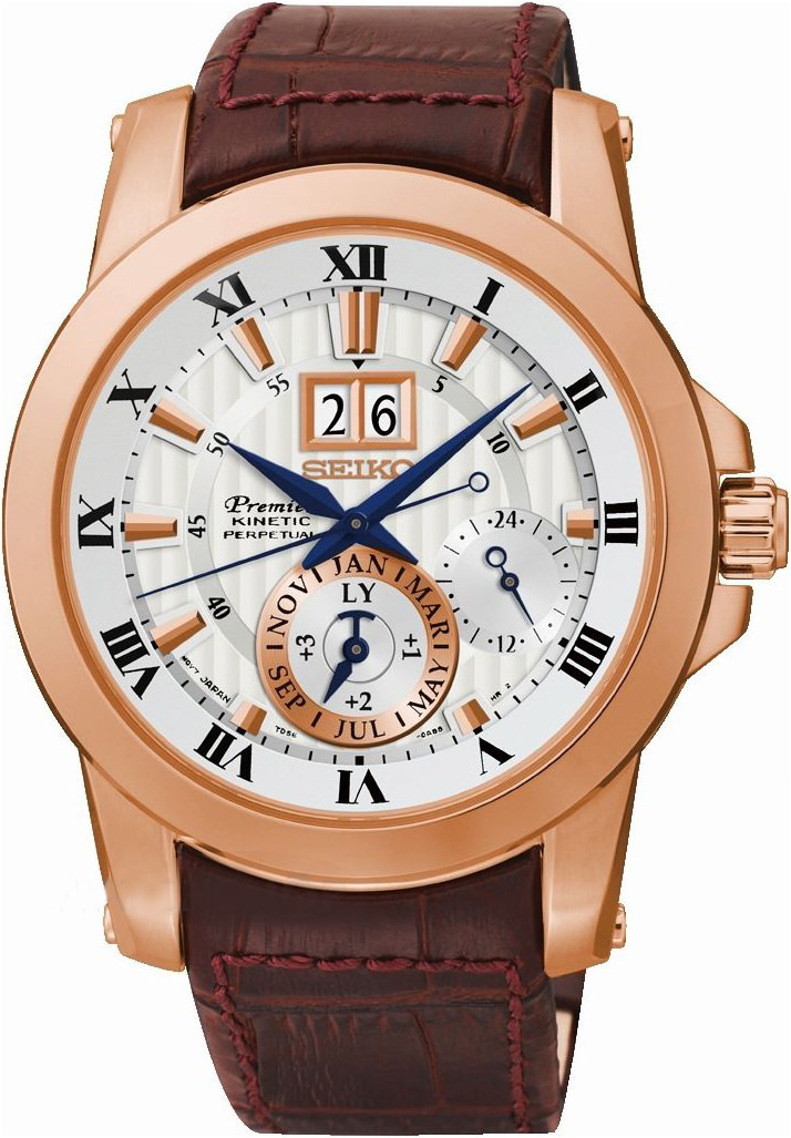 Seiko Watches : SNP096P1 Kinetic Perpetual Calendar Brown Leather Men Watch
