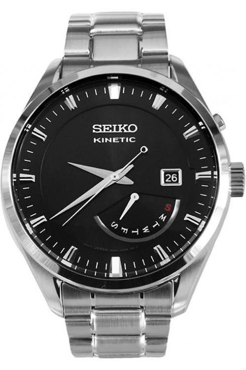 Seiko Watches : SRN045P1 Kinetic Analog Day Date Stainless Steel Men Watch