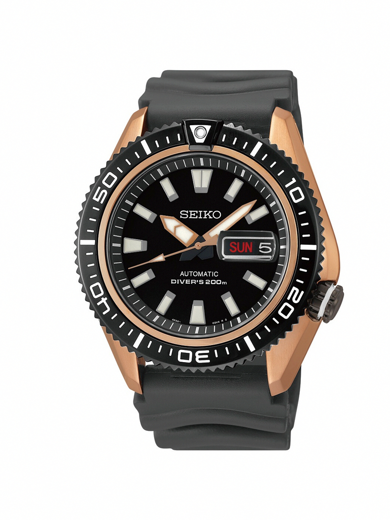 Seiko Watches : SRP500K1 Automatic Day Date Black Rubber Men Watch