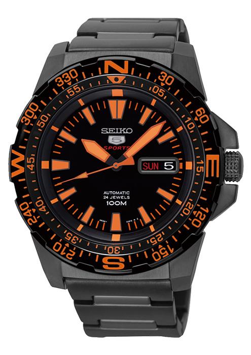 Seiko Watches : SRP547K1 Automatic 24 Jewels Day Date Black Stainless Steel Men Watch