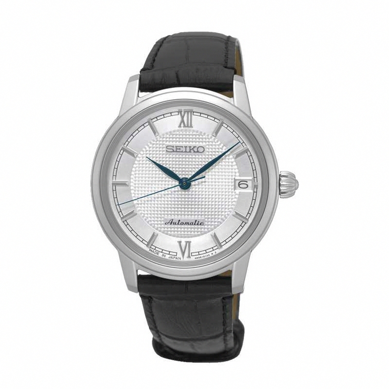 Seiko Watches : SRP861J1 Automatic Date Black Leather Women Watch