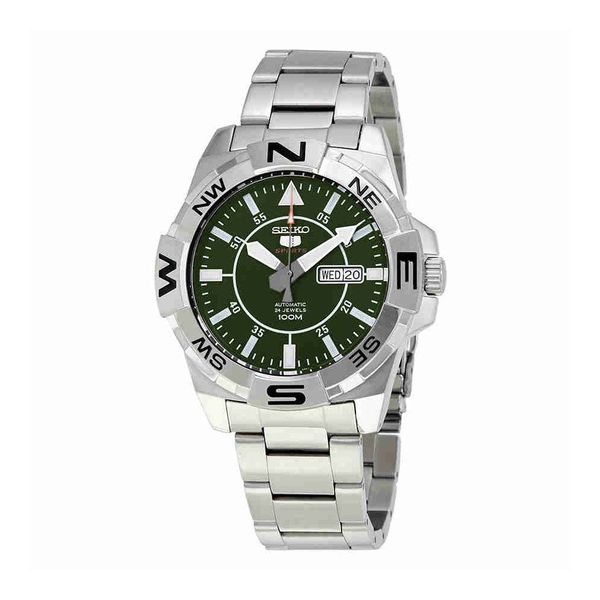 Seiko Watches : SRPA59J1 Automatic 24 Jewels Green Dial Day Date Stainless Steel Men Watch