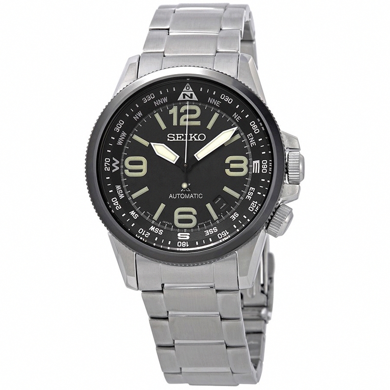 Seiko Watches : SRPA71J1 Automatic Black Dial Date Stainless Steel Men Watch