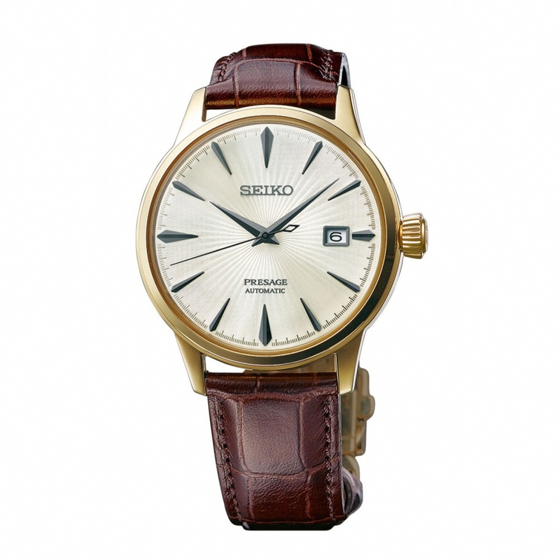 Seiko Watches : SRPB44J1 Automatic Power Reserve Date Brown Leather Men Watch