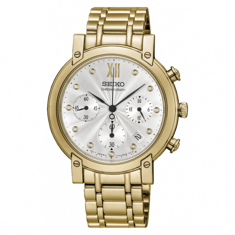 Seiko Watches : SRW836P1 Quartz Chronograph Date Stainless Steel Women Watch