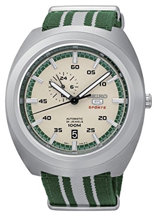Seiko Watches : SSA285J1 Automatic 24 Jewels Beige Dial Date Nylon Men Watch