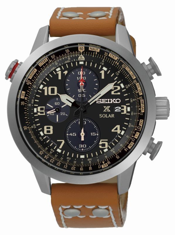 Seiko Watches : SSC421P1 Solar Chronograph Date Brown Leather Men Watch