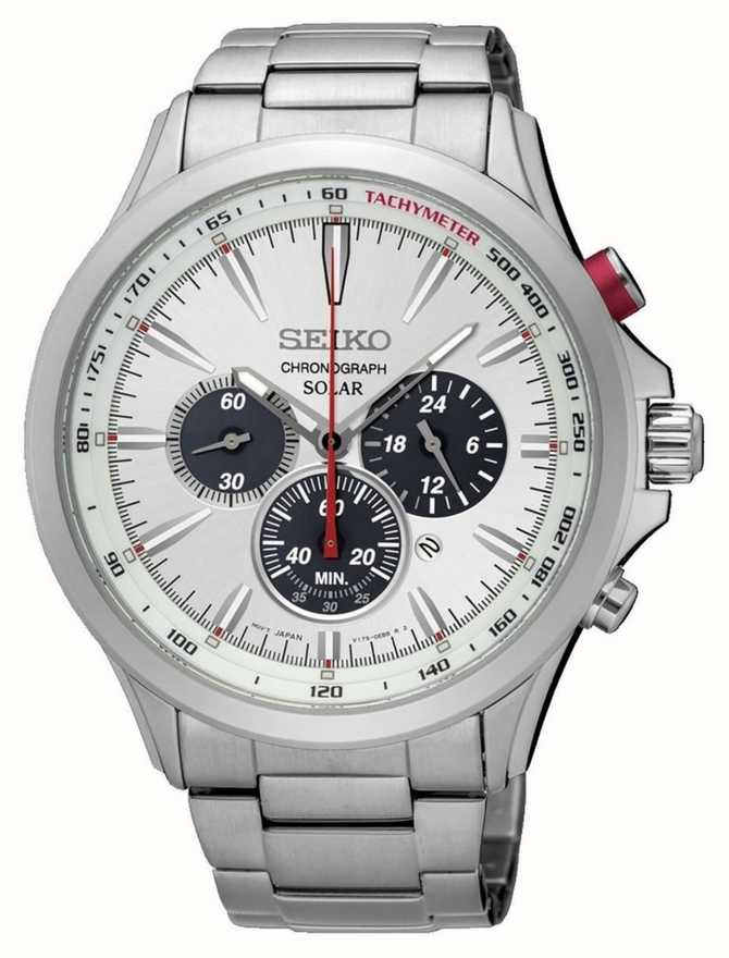 Seiko Watches : SSC491P1 Solar Chronograph Date Stainless Steel Men Watch