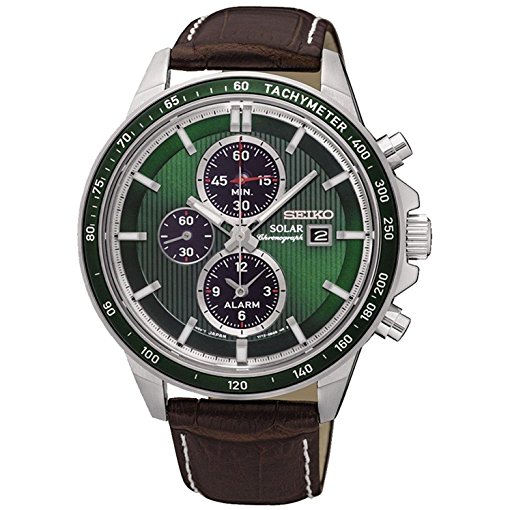Seiko Watches : SSC501P1 Solar Chronograph Date Brown Leather Men Watch