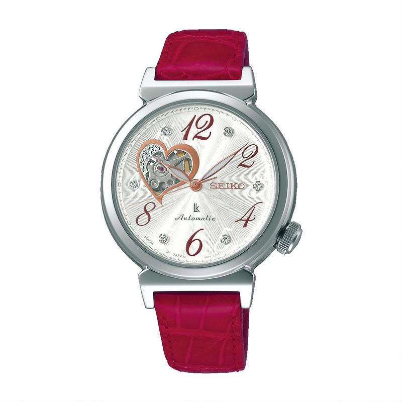 Seiko Watches : SSVM023 Automatic Swarovski Crystals Dial Red Leather Women Watch