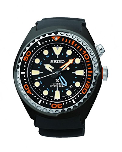 Seiko Watches : SUN023P1 Kinetic Diver Date Black Silicone Men Watch