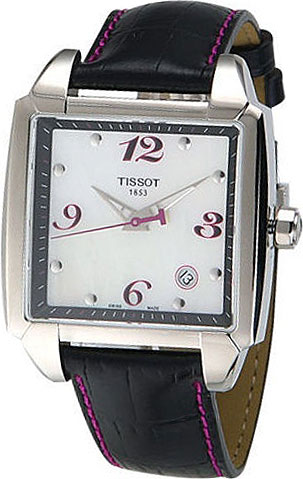 Tissot Watches : T005.510.16.117.00 Quartz Movement Black Leather Strap Women Watch