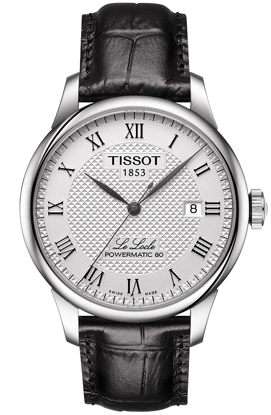 Tissot Watches : T006.407.16.033.00 Powermatic 80 Roman Numerals Dial Date Black Leather Men Watch