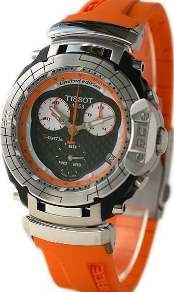 Tissot Watches : T027.417.17.201.00 Quartz Movement Orange Rubber Strap Men Watch