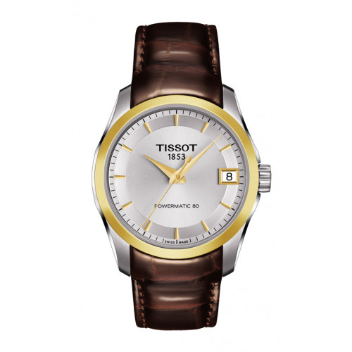 Tissot Watches : T035.207.26.031.00 Powermatic 80 Date Brown Leather Women Watch