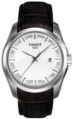Tissot Watches : T035.410.16.031.00 Quartz White Dial Date Brown Leather Men Watch