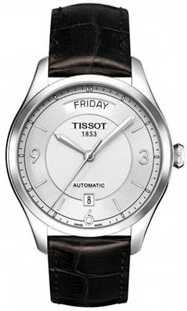 Tissot Watches : T038.430.16.037.00 Automatic Silver Dial Day Date Brown Leather Men Watch