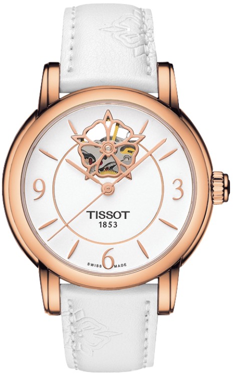 Tissot Watches : T050.207.37.017.04 Automatic Powermatic 80 White Leather Women Watch