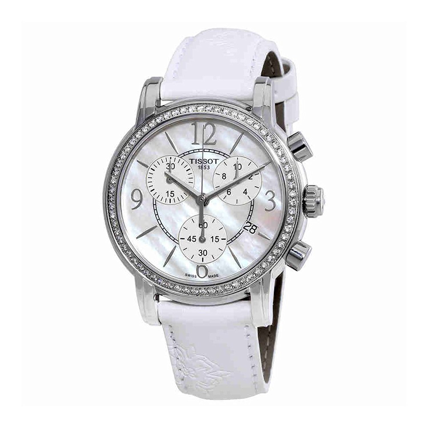 Tissot Watches : T050.217.67.117.00 Mother Of Pearl Dial Fixed Stainless Steel Set With Diamonds Band Men Watch