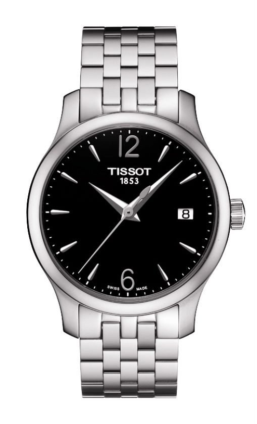 Tissot Watches : T063.210.11.057.00 Quartz Black Dial Date Stainless Steel Women Watch