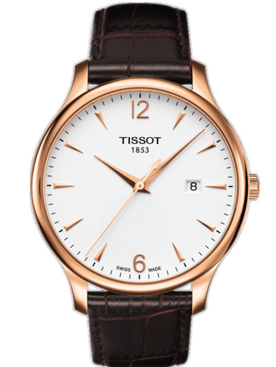 Tissot Watches : T063.610.36.037.00 Rose Gold Plated Leather Quartz Men Watch