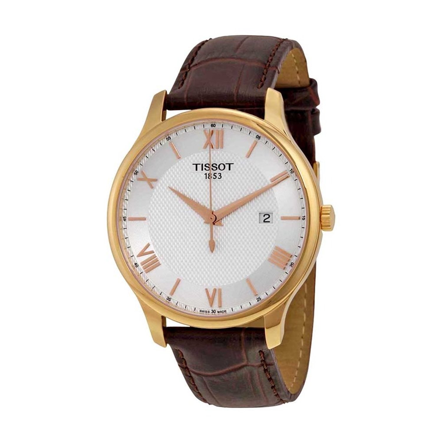Tissot Watches : T063.610.36.038.00 Silver Dial Fixed 18kt Gold Pvd Band Men Watch
