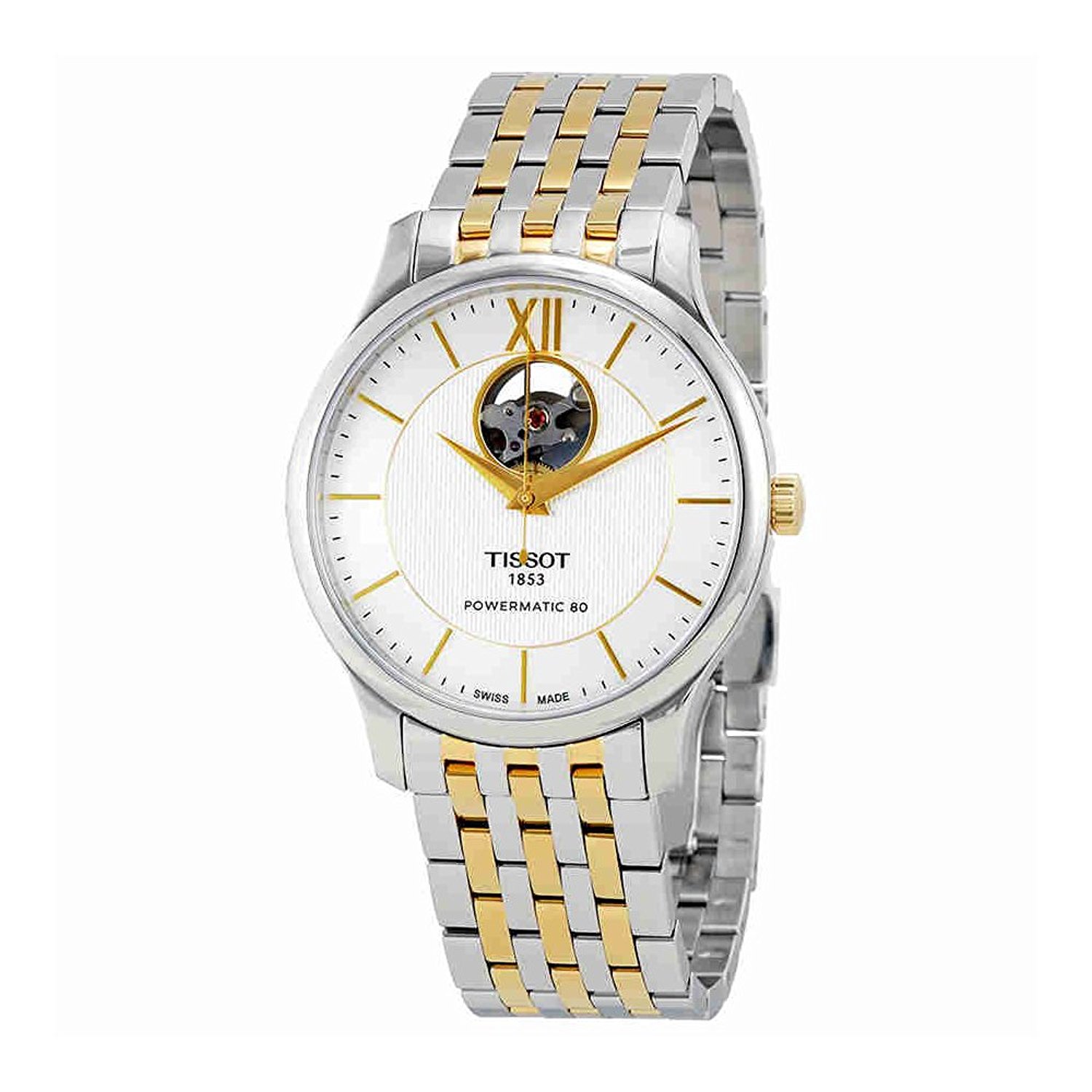 Fake AAA Tissot Watches : T063.907.22.038.00 Silver Open Heart Dial Fixed Band Men Watch Watch