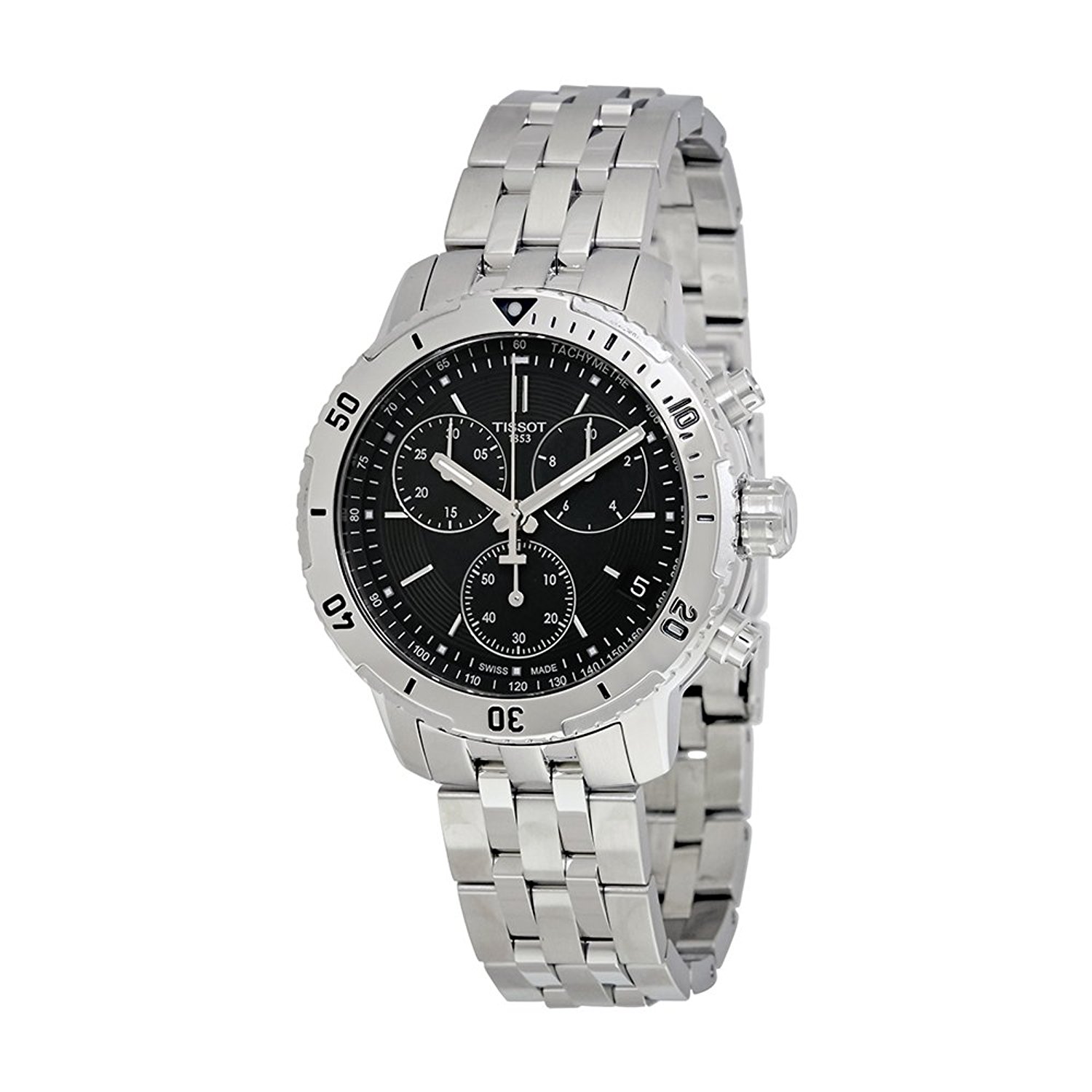 Tissot Watches : T067.417.11.051.01 Black Dial Uni-directional Rotating Stainless Steel Band Men Watch