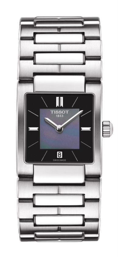 Tissot Watches : T090.310.11.121.00 Quartz Black Mother of Pearl Dial Date Stainless Steel Women Watch