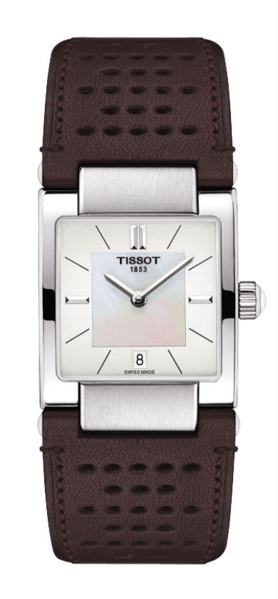 Tissot Watches : T090.310.16.111.00 Quartz White Mother of Pearl Dial Date Brown Leather Women Watch