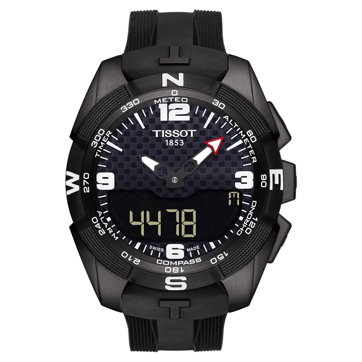 Tissot Watches : T091.420.47.057.01 Black Carbon Fiber Dial Rubber Band Men Watch