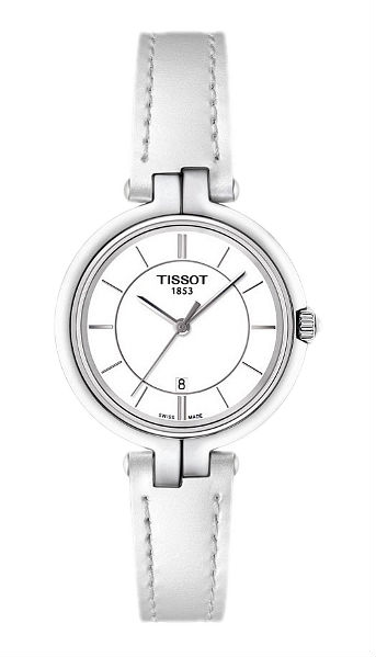 Tissot Watches : T094.210.16.011.00 Quartz Analog Date White Leather Women Watch