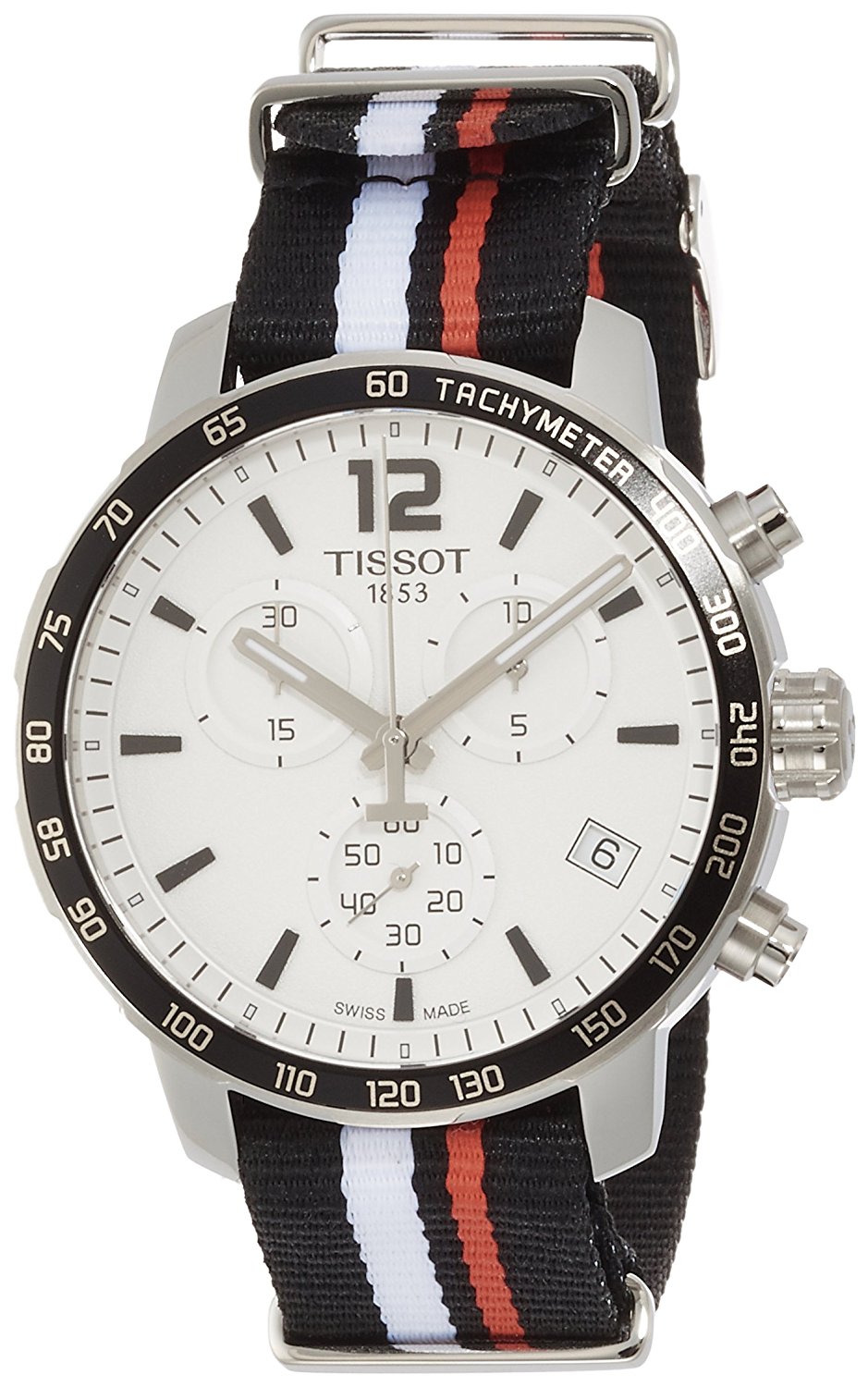 Tissot Watches : T095.417.17.037.01 Silver Dial Fixed Stainless Steel With Black Top Ring Showing Band Women Watch