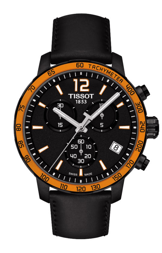 Tissot Watches : T095.417.36.057.01 Quartz Chronograph Date Black Leather Men Watch