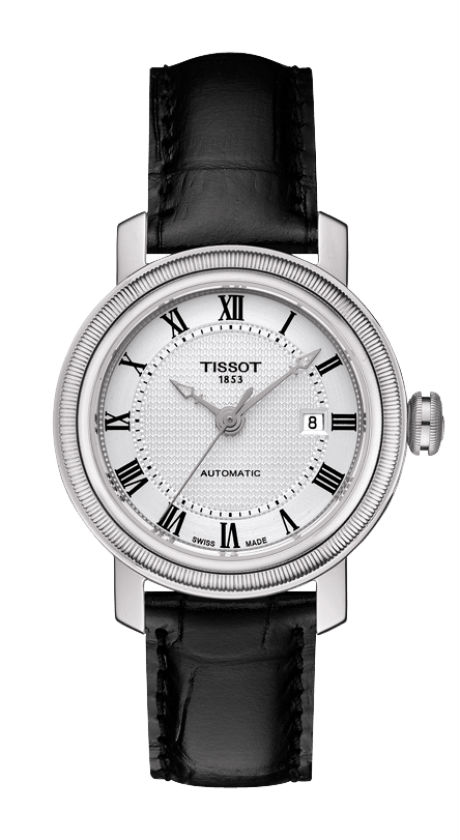 Tissot Watches : T097.007.16.033.00 Automatic Roman Numerals Dial Date Black Leather Women Watch