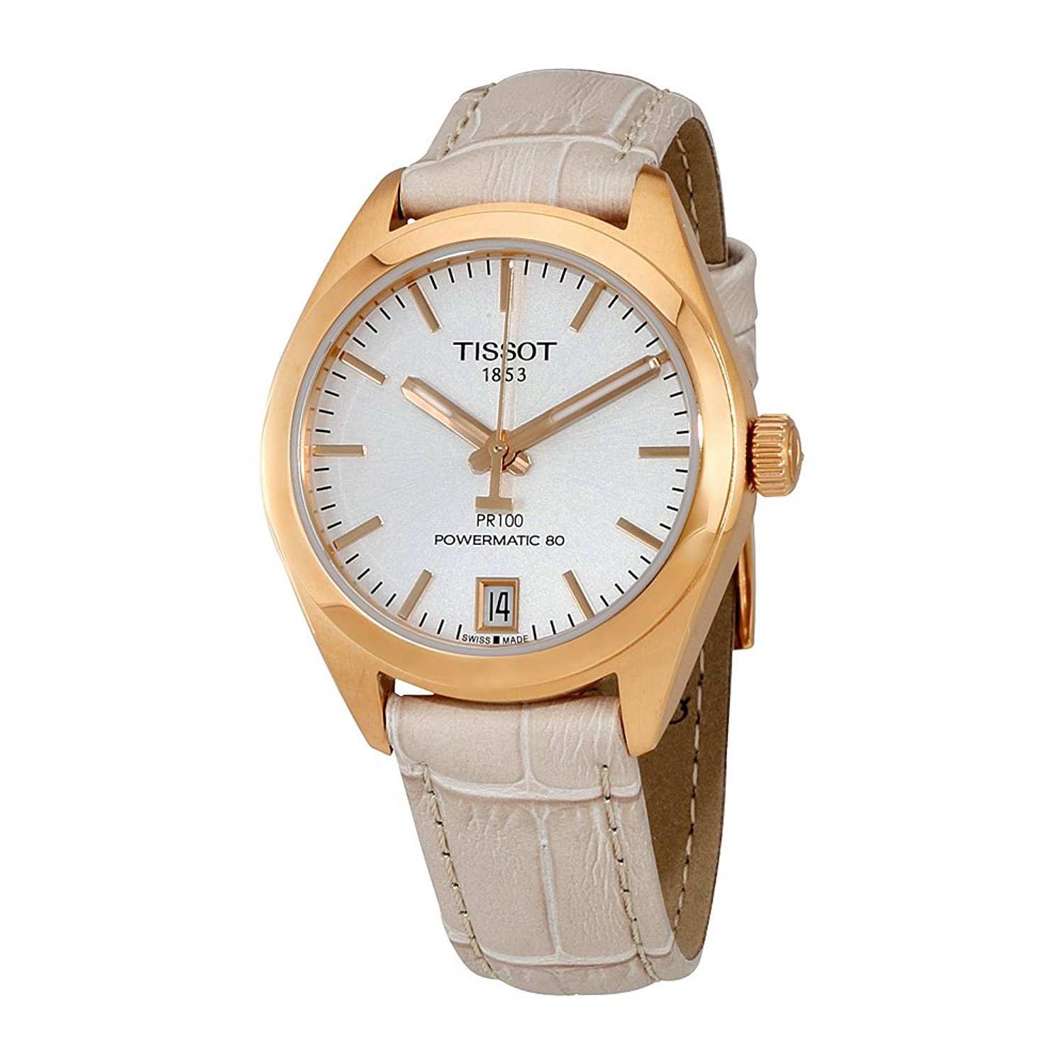 Tissot Watches : T101.207.36.031.00 Silver Dial Fixed Rose Gold-tone Band Women Watch