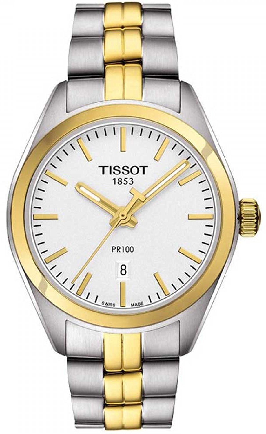 Tissot Watches : T101.210.22.031.00 Silver Dial Fixed Yellow Gold Pvd Band Women Watch