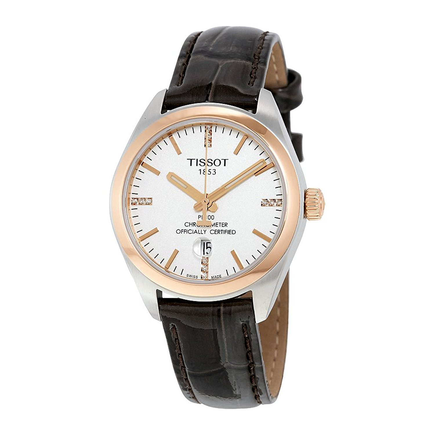 Tissot Watches : T101.251.26.036.00 Silver Dial Fixed Rose Gold-tone Band Women Watch