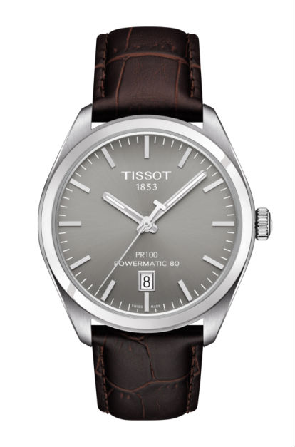 Tissot Watches : T101.407.16.071.00 Powermatic 80 Date Brown Leather Men Watch