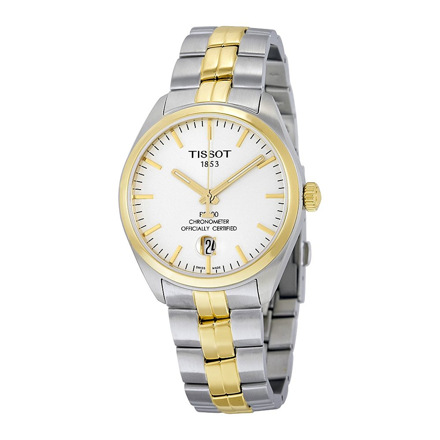 Tissot Watches : T101.408.22.031.00 Silver Dial Fixed Gold Pvd Band Men Watch