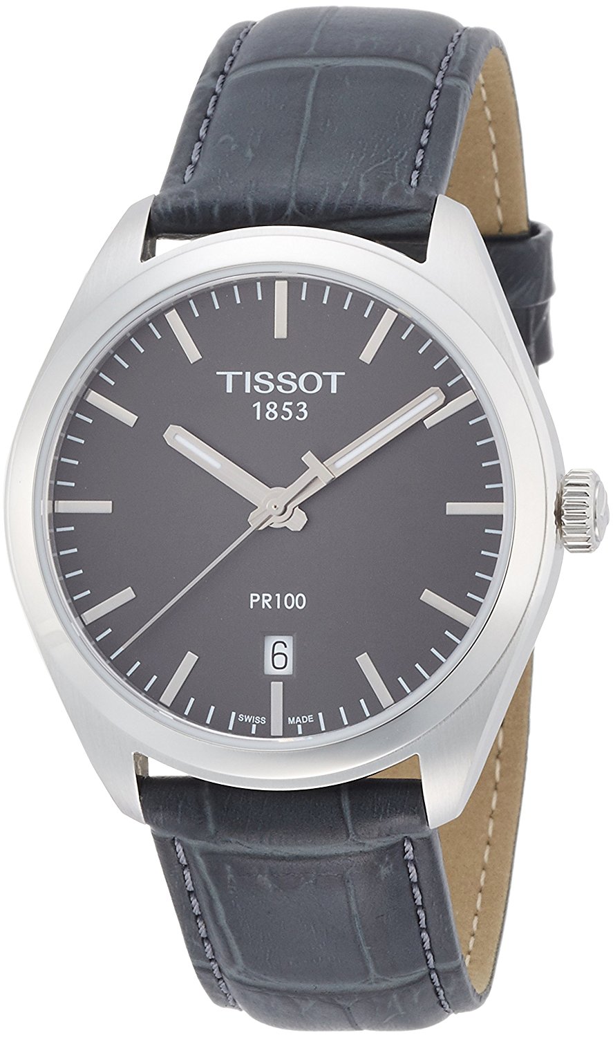 Tissot Watches : T101.410.16.441.00 Quartz Analog Date Grey Leather Men Watch