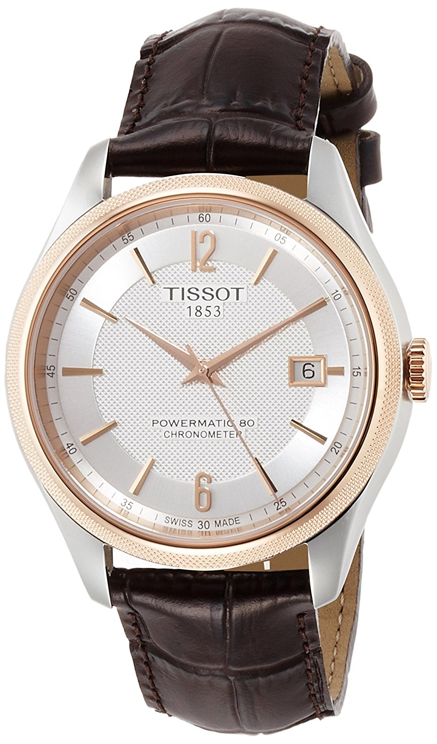 Tissot Watches : T108.408.26.037.00 Silver Dial Fixed18kt Rose Gold Band Men Watch