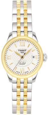 Tissot Watches : T41.2.183.13 Automatic Self Winding Brushed With Polished Gold Tone & Stainless Steel White Dial Brushed With Polished Gold Tone & Stainless Steel Band Women Watch