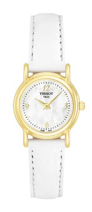 Tissot Watches : T71.3.130.74 Quartz 18ct Gold Date White Leather Women Watch