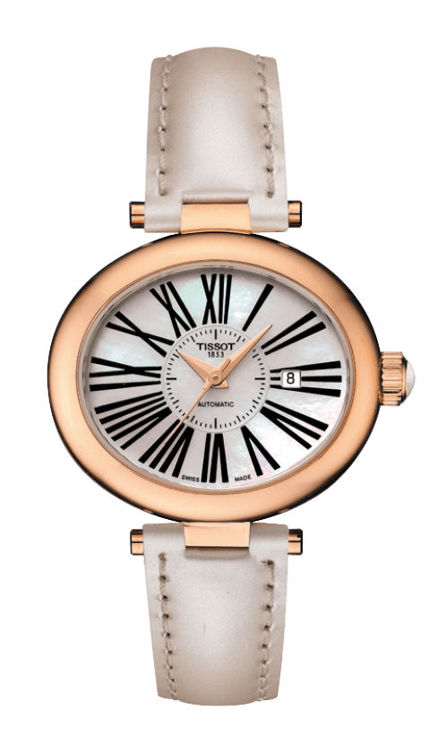 Tissot Watches : T917.307.76.113.00 Automatic Roman Numerals Dial 18ct Gold Leather Women Watch